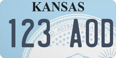 KS license plate 123AOD