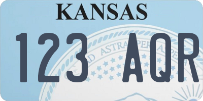 KS license plate 123AQR