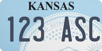 KS license plate 123ASC