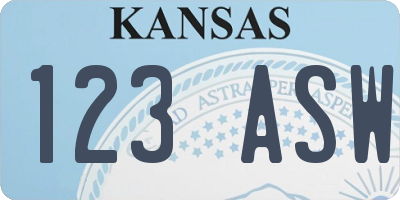 KS license plate 123ASW