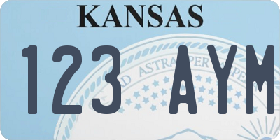 KS license plate 123AYM