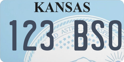 KS license plate 123BSO