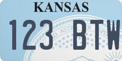 KS license plate 123BTW