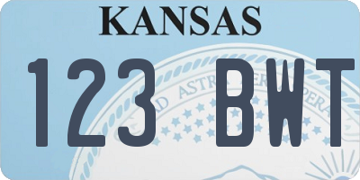 KS license plate 123BWT