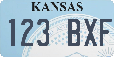 KS license plate 123BXF