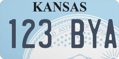 KS license plate 123BYA
