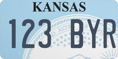 KS license plate 123BYR