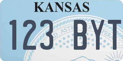 KS license plate 123BYT