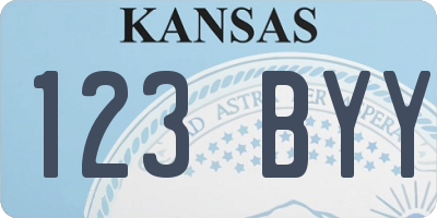 KS license plate 123BYY