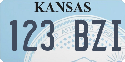 KS license plate 123BZI
