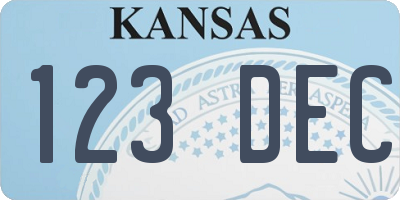 KS license plate 123DEC