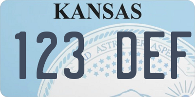 KS license plate 123DEF