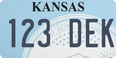 KS license plate 123DEK