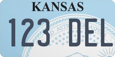 KS license plate 123DEL