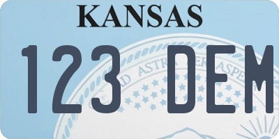 KS license plate 123DEM