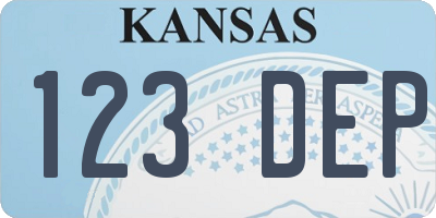 KS license plate 123DEP
