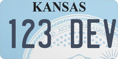 KS license plate 123DEV