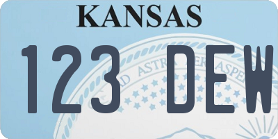 KS license plate 123DEW