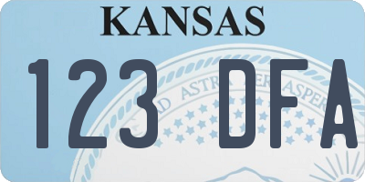 KS license plate 123DFA