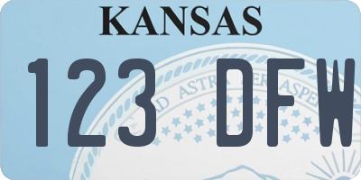 KS license plate 123DFW
