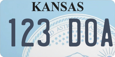 KS license plate 123DOA
