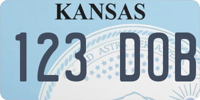 KS license plate 123DOB