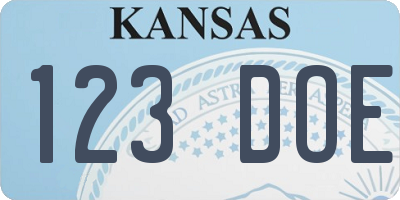 KS license plate 123DOE