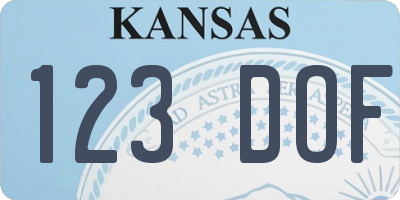 KS license plate 123DOF