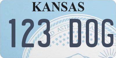KS license plate 123DOG