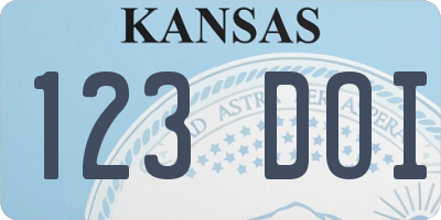 KS license plate 123DOI