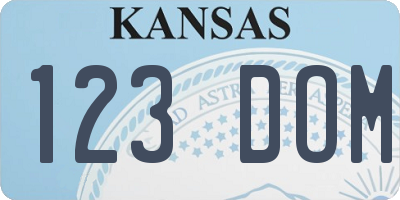 KS license plate 123DOM