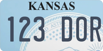 KS license plate 123DOR