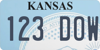 KS license plate 123DOW