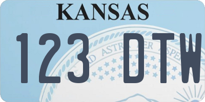 KS license plate 123DTW