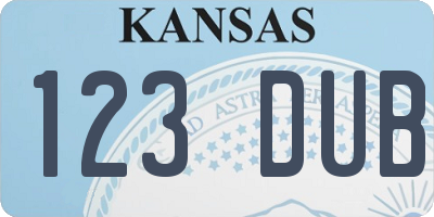 KS license plate 123DUB