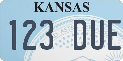 KS license plate 123DUE