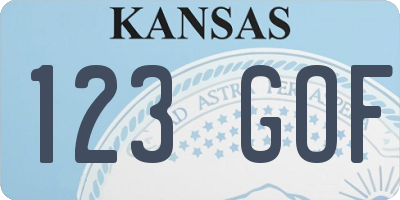 KS license plate 123GOF