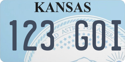 KS license plate 123GOI
