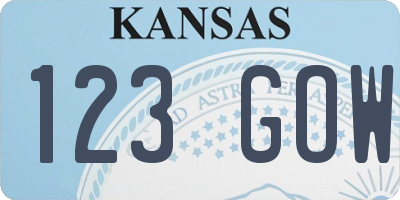 KS license plate 123GOW