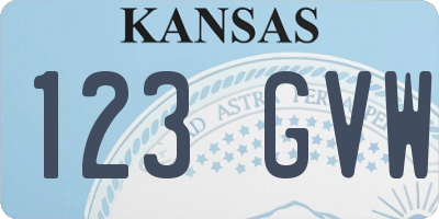 KS license plate 123GVW