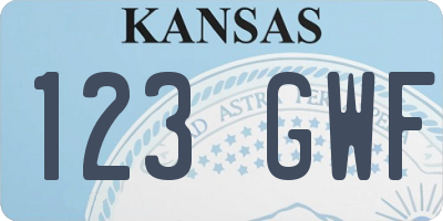 KS license plate 123GWF