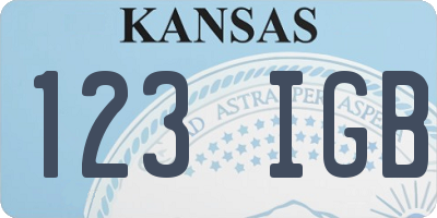 KS license plate 123IGB