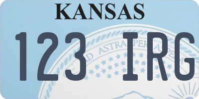 KS license plate 123IRG