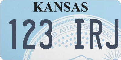 KS license plate 123IRJ