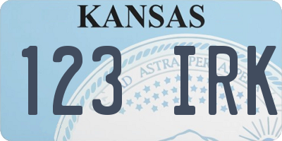 KS license plate 123IRK