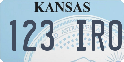 KS license plate 123IRO