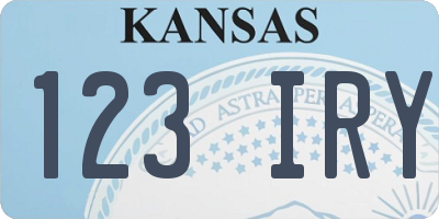 KS license plate 123IRY