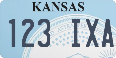 KS license plate 123IXA