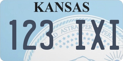 KS license plate 123IXI