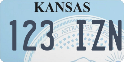KS license plate 123IZN